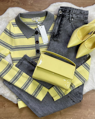 Maglia paris a righe grigio e giallo