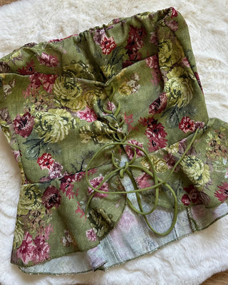 Top bustier floreale verde