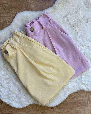 Pantalone 55% lino giallo