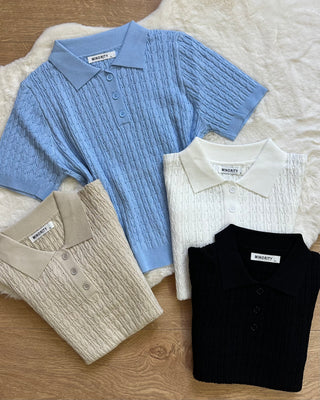 Polo in maglia lavorata con bottoncini 4 colori