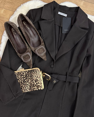 Tuta Blazer Shorts con Cintura – Brown Chic