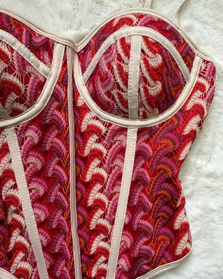 Corpetto multicolor ricamato con coppe push up