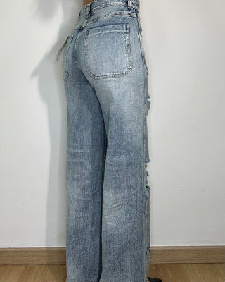 Jeans wide leg con strappi