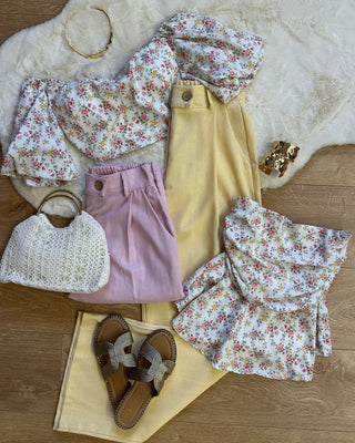 Pantalone 55% lino rosa