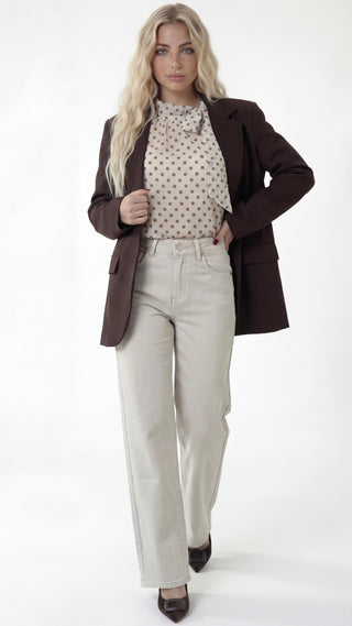 Jeans wide leg avorio