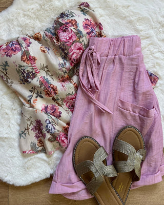 Short rosa con coulisse