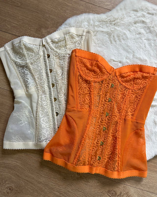 Corpetto bustier arancione e avorio