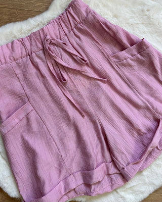 Short rosa con coulisse