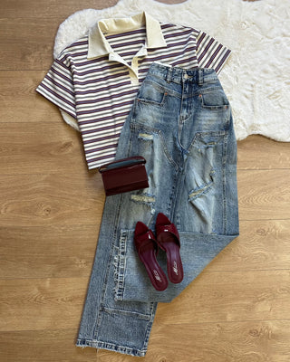 Jeans wide leg con strappi