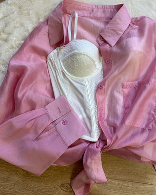 Camicia velata rosa 85% viscosa