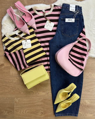 Décolleté slingback giallo pastello con tacco medio