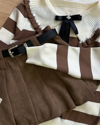 Panta gonna plissè Paris in velluto a costine camel