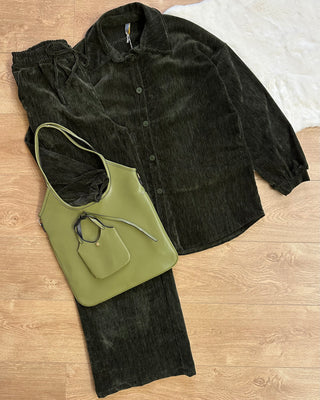 Shoulder Bag Olive – Con Mini Pouch