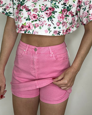 Panta gonna in denim rosa