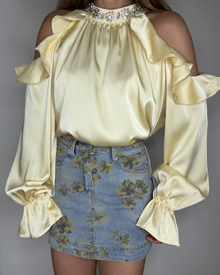 Gonna Denim Floreale con Culotte interna