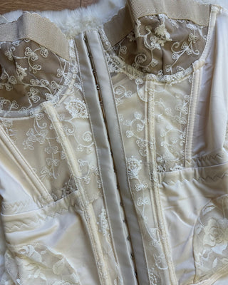 Body avorio paris effetto corsetto in pizzo