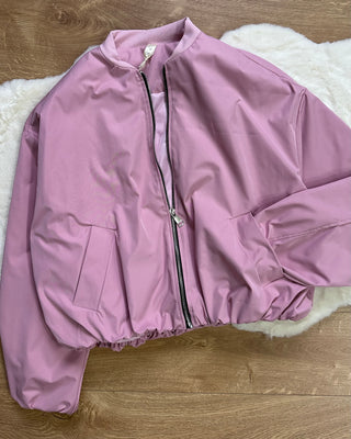 Bomber girocollo rosa