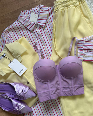 Corsetto push up lilla e albicocca