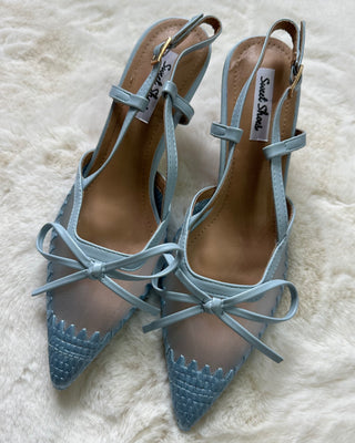 Slingback azzurro polvere con fiocco