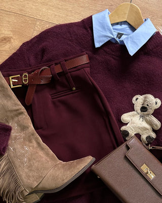 Gonna paris bordeaux 80% cotone con cintura