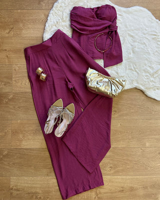 Coordinato top e pantalone amarena