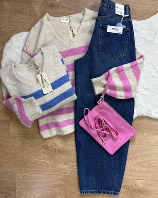 Maglione Paris scollo AV azzurro