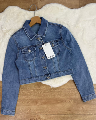 Giubbotto crop in denim