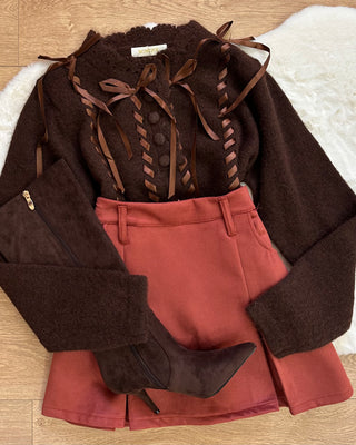 Gonna effetto scamosciato color ruggine