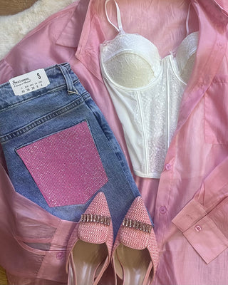 Camicia velata rosa 85% viscosa