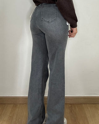 Jeans wide leg grigio