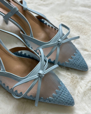 Slingback azzurro polvere con fiocco