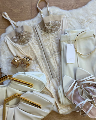 Body avorio paris effetto corsetto in pizzo