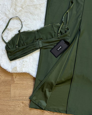 Coordinato top e longuette verde militare