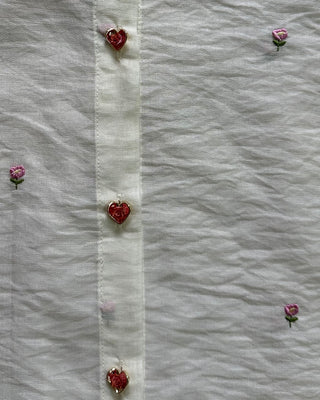 Coordinato Monique con fiorellini rosa ricamati