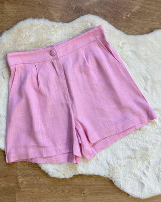 Coordinato rosa con gilet e short 30% lino