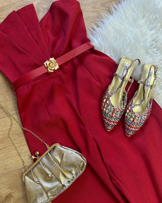 Slingback intrecciate multicolore