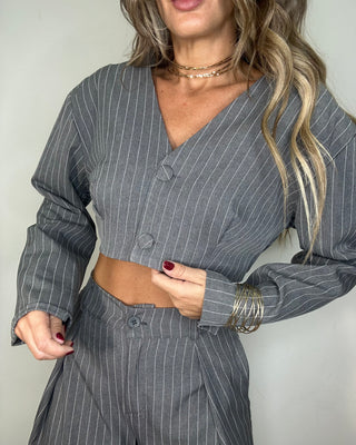 Tailleur Gessato Crop & Tailored Pants
