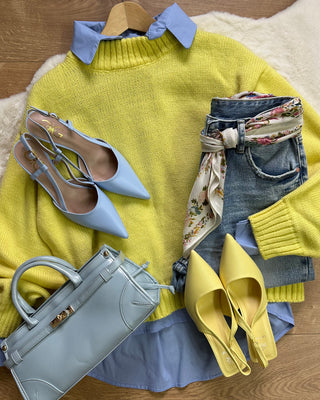 Décolleté slingback giallo pastello con tacco medio