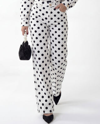 Coordinato denim a pois 98% cotone