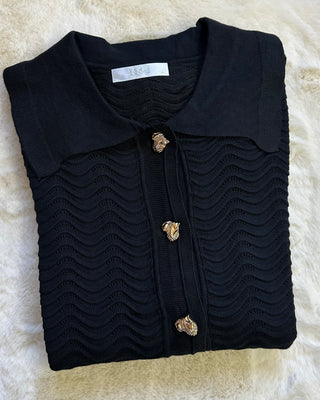 Cardigan onde con bottoni gioiello 4 colori