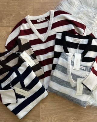 Maglioncino righe scollo AV 5 colori