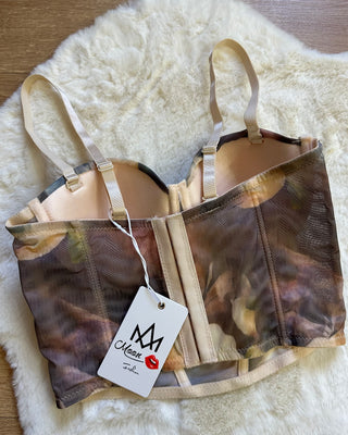 Corpetto floreale in tulle con coppe push up