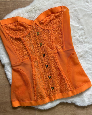 Corpetto bustier arancione e avorio