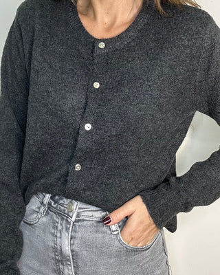 Cardigan con bottoni madreperla grigio chiaro - grigio scuro
