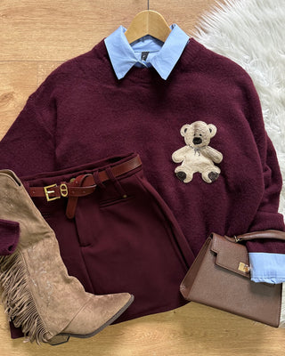 Gonna paris bordeaux 80% cotone con cintura