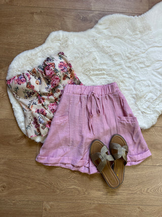 Short rosa con coulisse