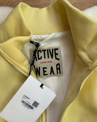 Felpa bomber gialla Lumina con zip e profili a contrasto
