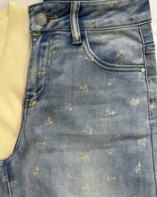 Jeans palazzo con fiorellini gialli