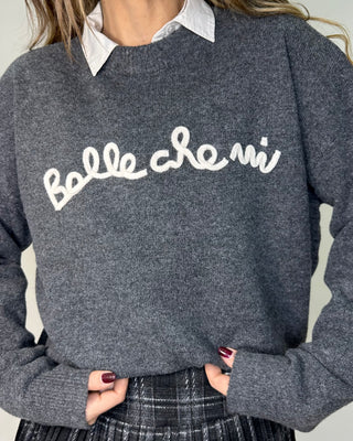Cozy Embroidered Knit grigio-grigio scuro