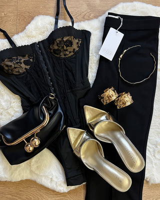 Pantalone zampa paris nero